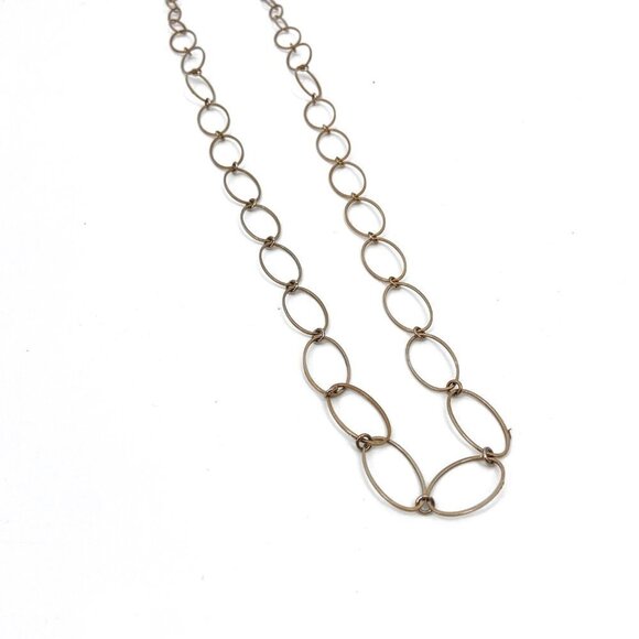 ALFANI Distressed Silver Tone Oval Chain Long Necklace Costume Jewelry - Picture 2 of 4